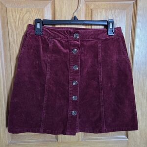 Maurices Burgundy Corduroy A-Line Skirt